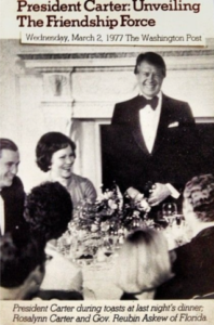 A news clipping of President Jimmy Carter announcing Friendship Force at the White House